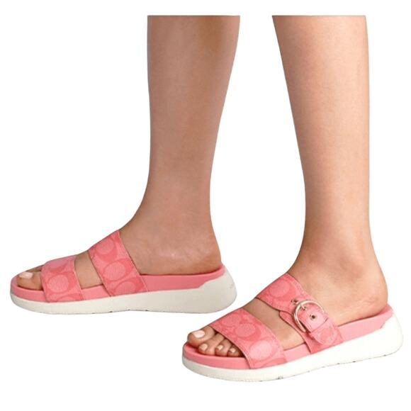 COACH SLIDE ON SANDALS PINK LEMONADE "GWEN" SIZES 10 & 11 AVAILABLE NEW! - Picture 3 of 7